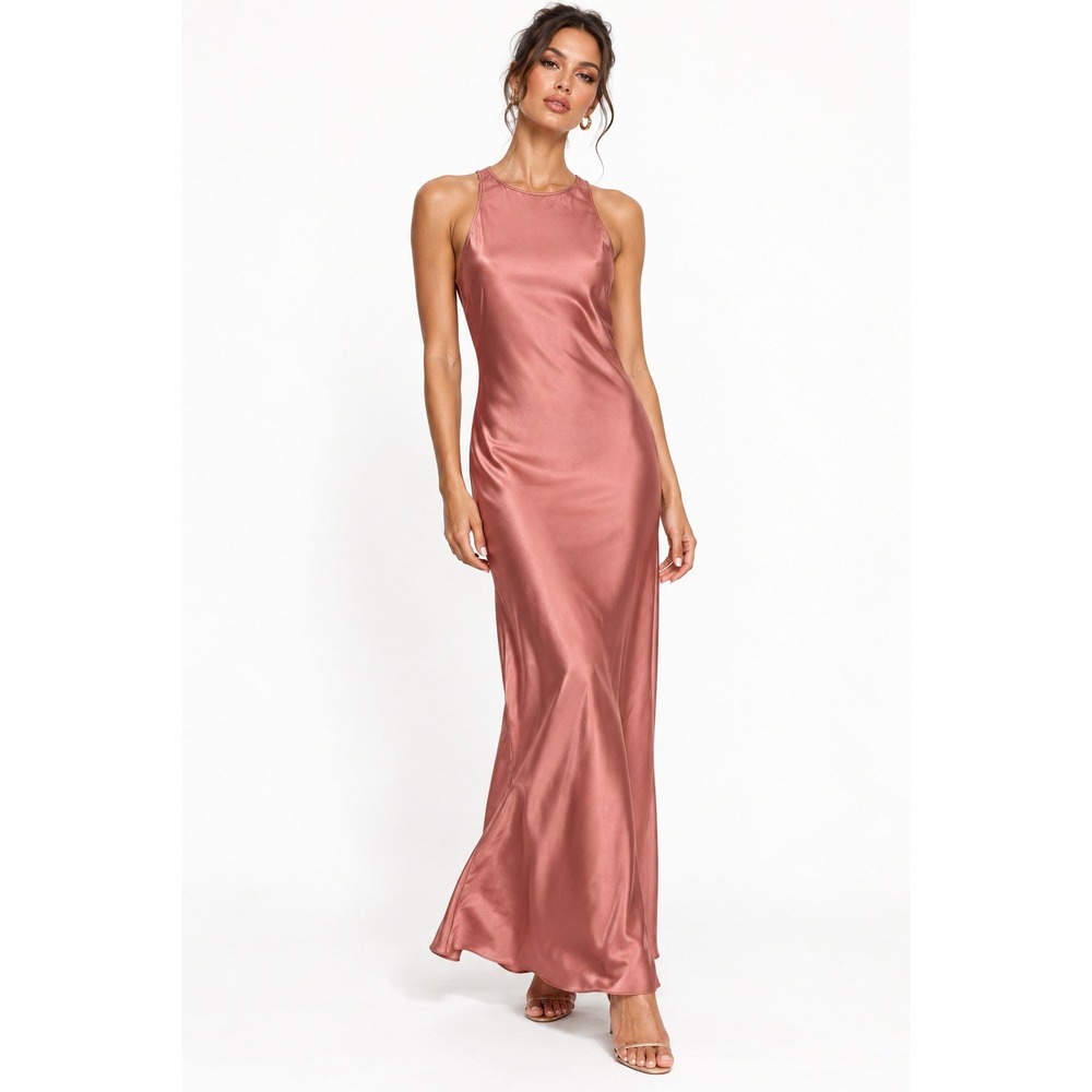 & Other Stories Sleeveless Satin Midi Dress Pink Size 4 NEW